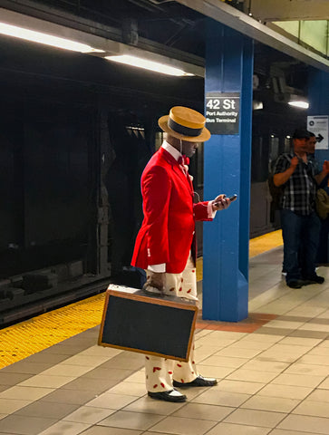 NYC Times Square Subway Red Coat