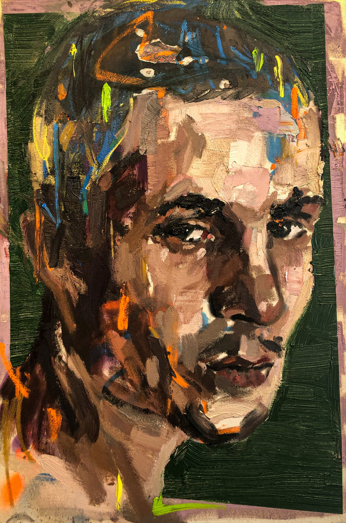 Portrait on Green and Pink